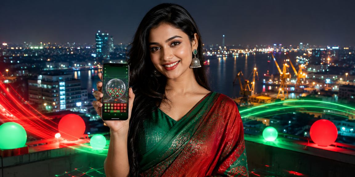 Lottery game with a red and green theme hosted in Chattogram